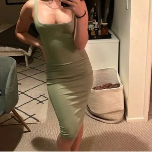 Zara Olive Bodycon Midi Dress